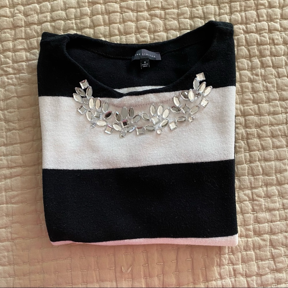The Limited Striped Short Sleeve Sweater